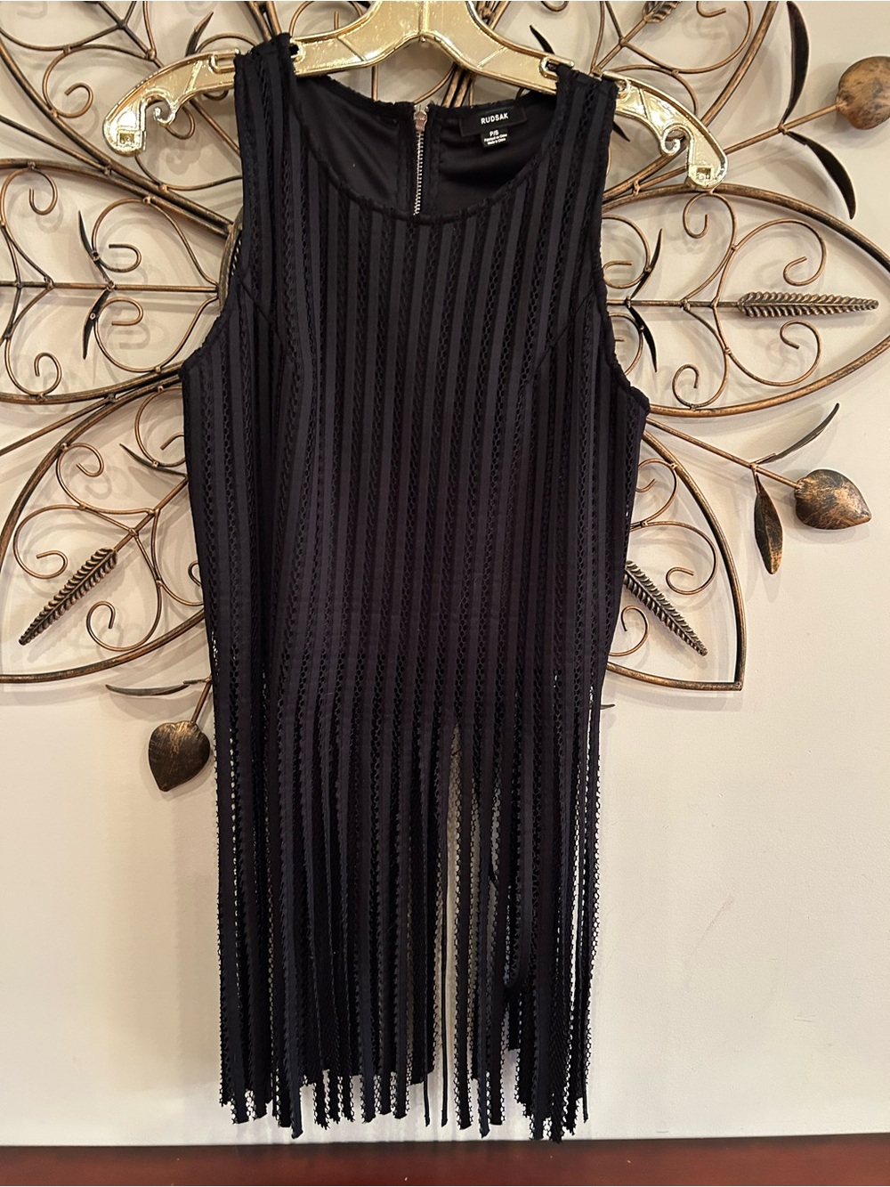 RUDSAK Black Sleeveless Fringe Top